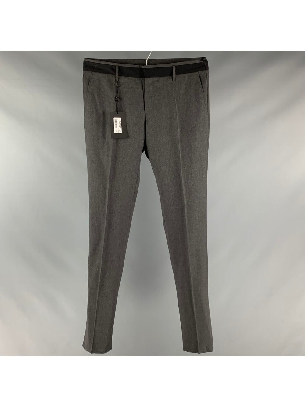 VIKTOR & ROLF Size 38 Grey Black Solid Wool Zip Fly Dress Pants